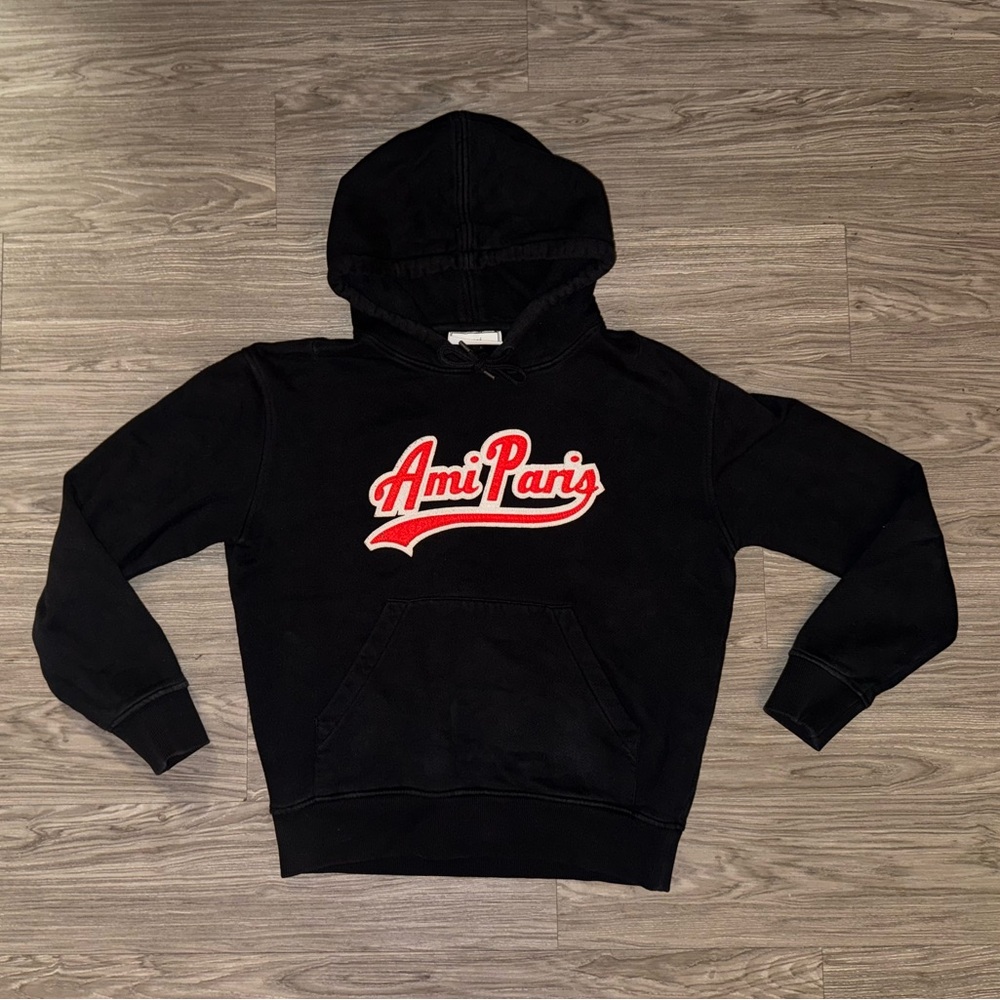 AMI Paris Logo Black Hoodie Womens Size Small